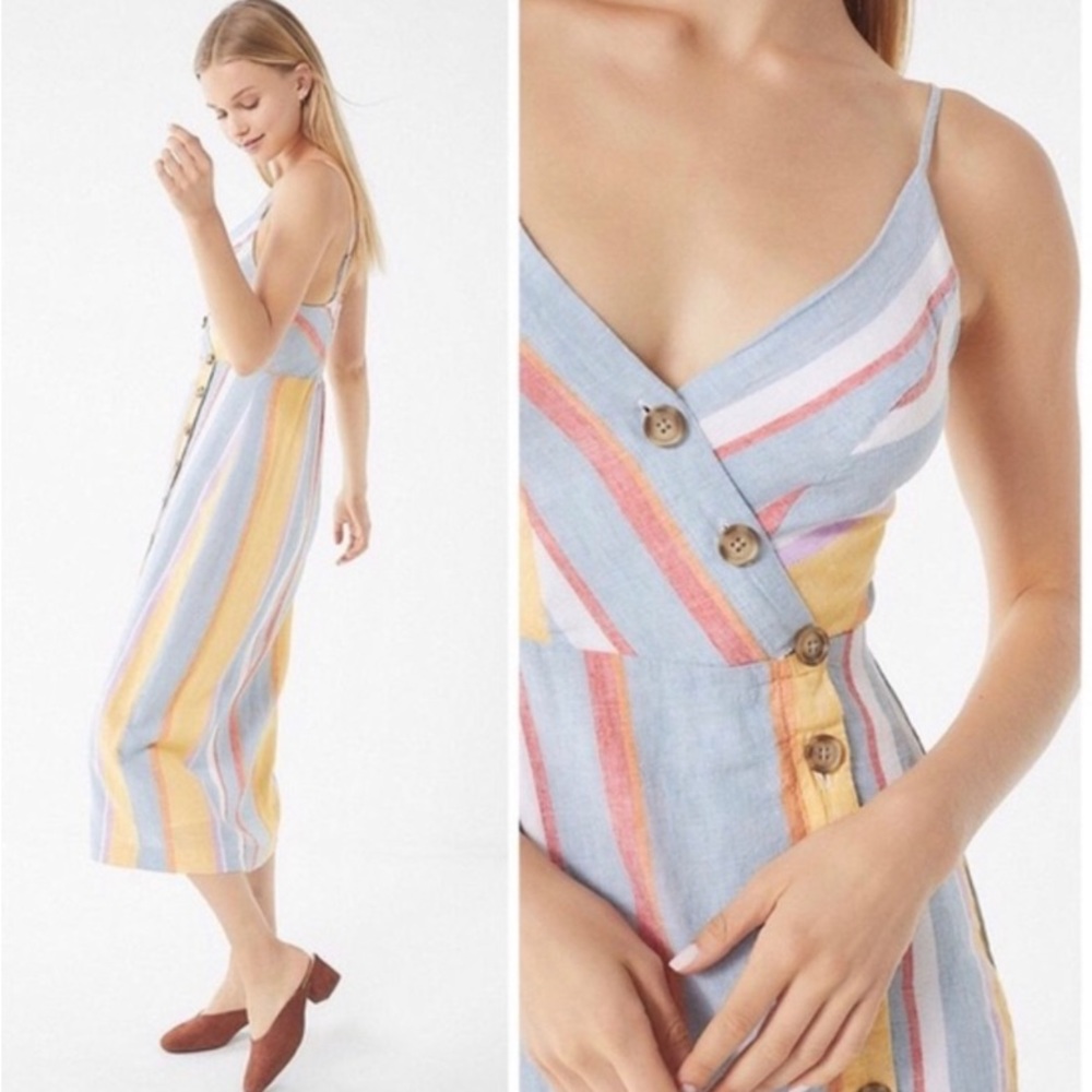 Striped Button-Down Midi Dress